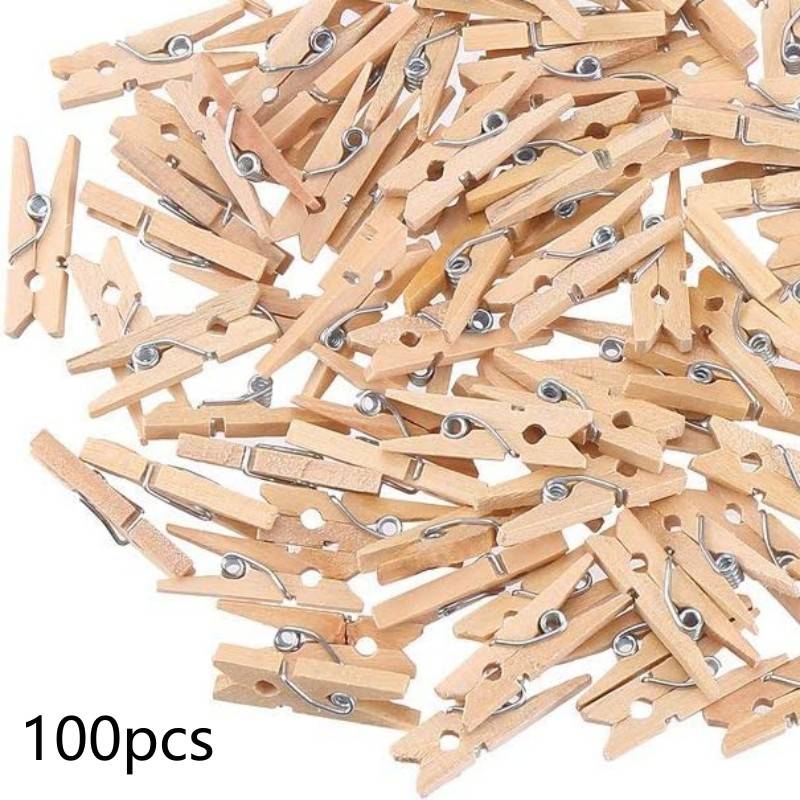 100pcs 1 Inch Mini Pins, Wooden Craft Clothes Pins, Small Picture Holders  For Crafts, Parties, Displaying Artwork, Hanging Decorative Small Cards Pins